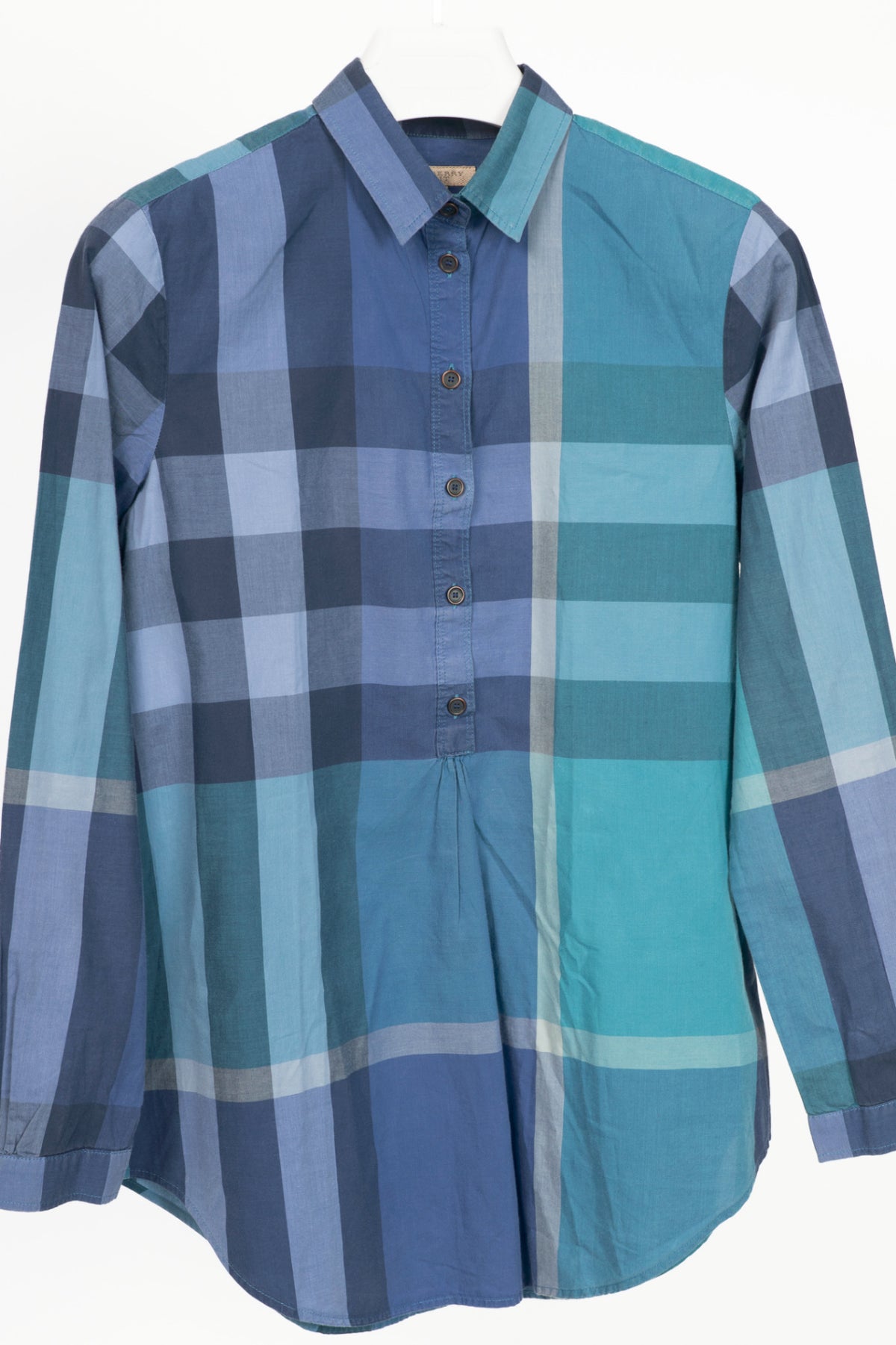 Burberry Brit Blue Check Cotton-Poplin Buttoned Tunic
