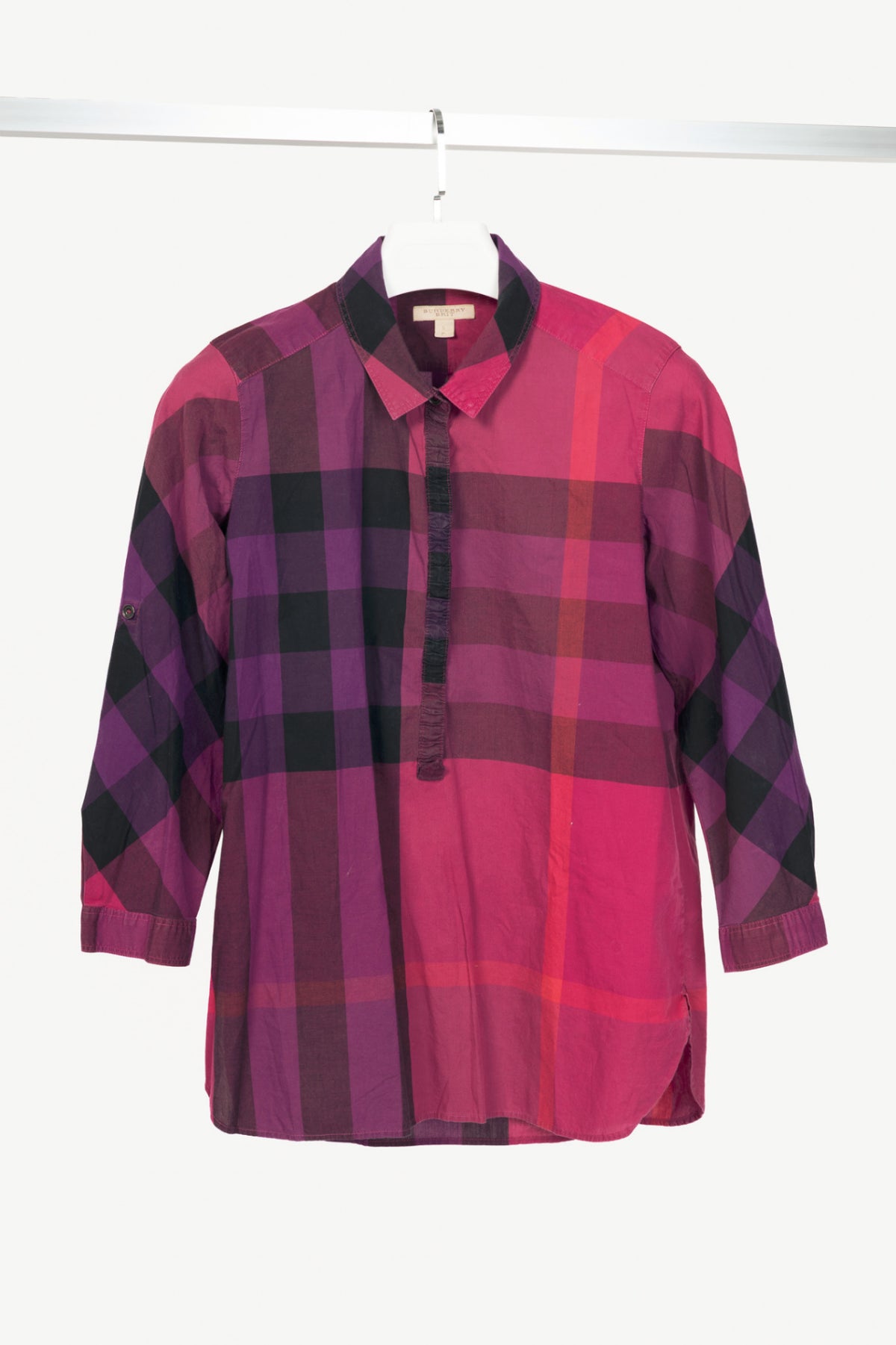 Burberry Brit Pink Check Cotton-Poplin Buttoned Tunic