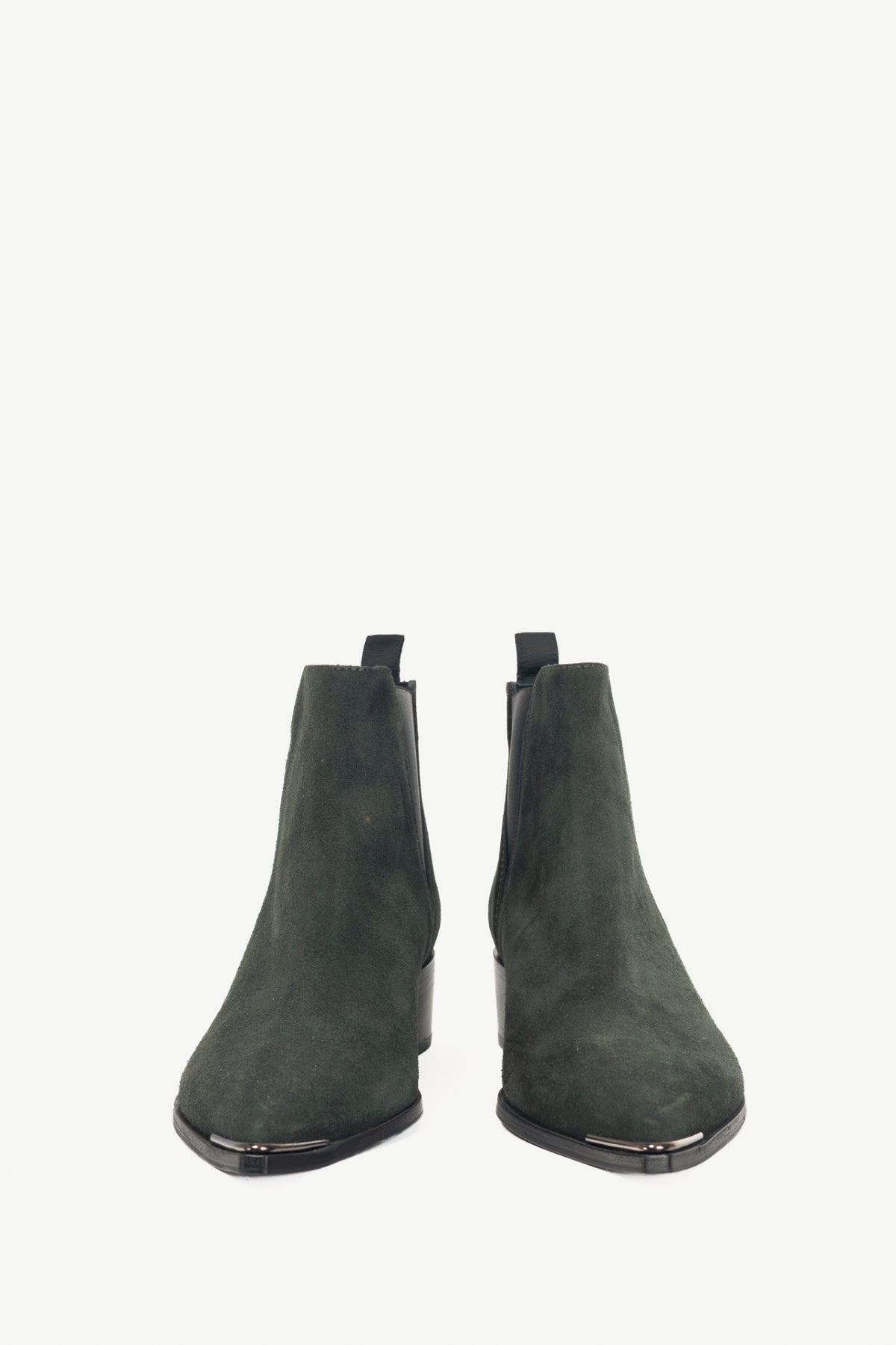Acne Studios Jensen "Emerald Green" Suede Pointed-Toe Chelsea Boots