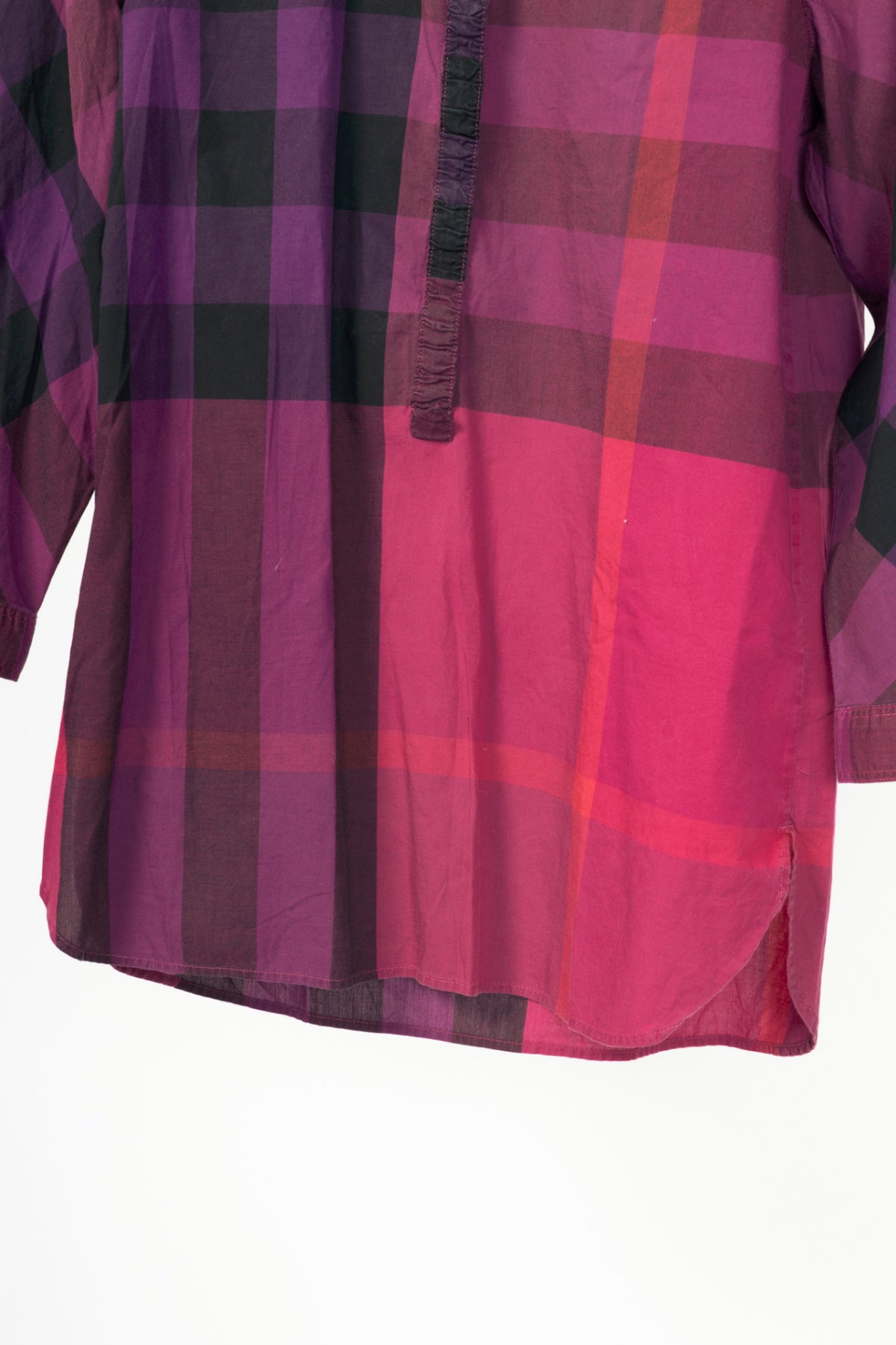 Burberry Brit Pink Check Cotton-Poplin Buttoned Tunic