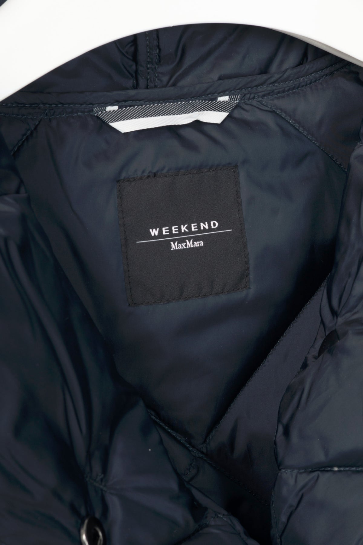 Weekend Max Mara Frutto Navy Hooded Quilted Down Puffer Vest