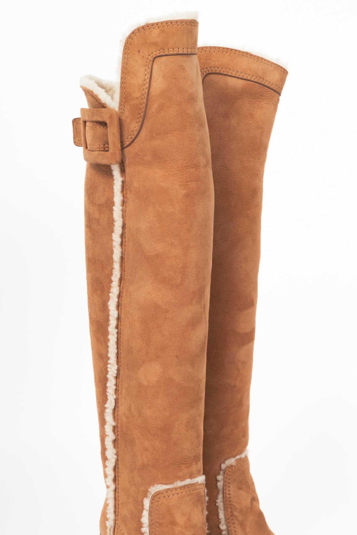 Roger Vivier Maxi Polly Mouton Biscotto Shearling Knee-High Boots