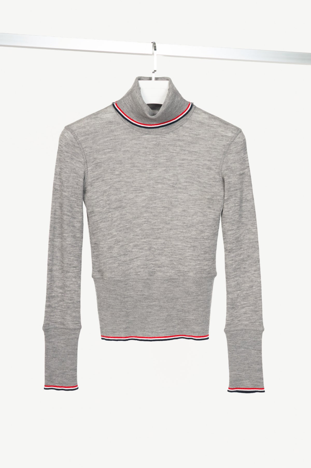 Thom Browne PF23 Grey Fine-Knit Rollneck Wool Sweater