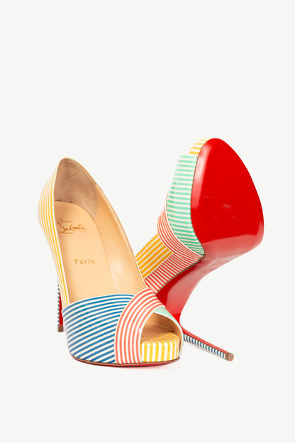 Christian Louboutin Marina Alta 120 Multicolour Patent Stripes Pumps