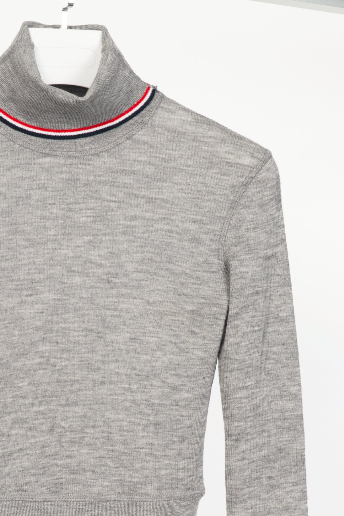 Thom Browne PF23 Grey Fine-Knit Rollneck Wool Sweater