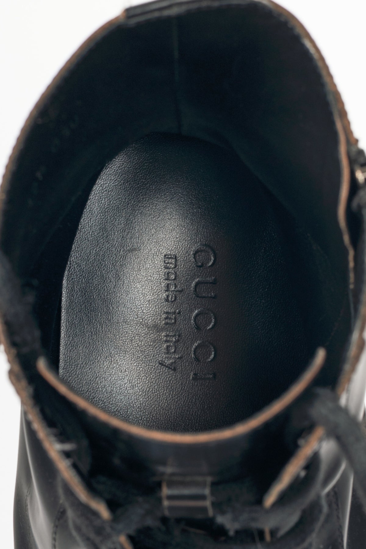Gucci Mystras Black Logo-Appliquéd Polished-Leather Boots