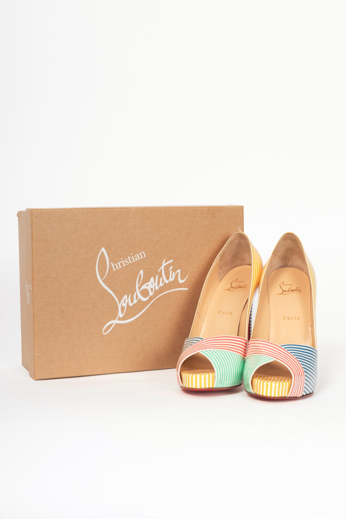 Christian Louboutin Marina Alta 120 Multicolour Patent Stripes Pumps