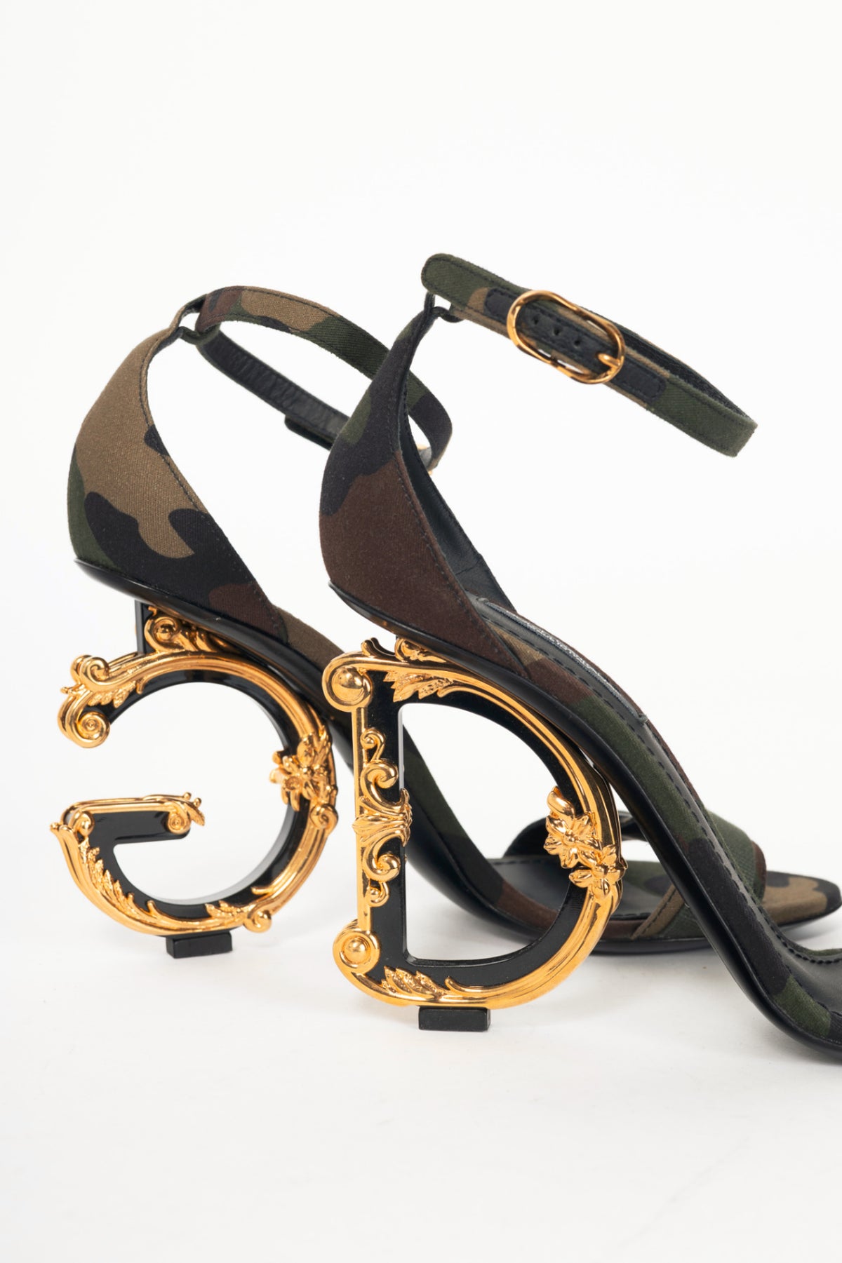 Dolce & Gabbana Camouflage Patchwork Baroque DG-Heel Sandals
