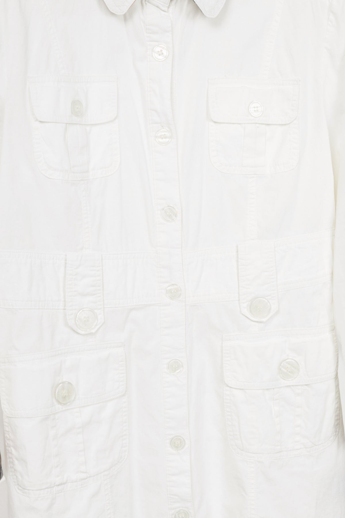 Burberry White Cotton-Poplin Utility Mini Shirt Dress