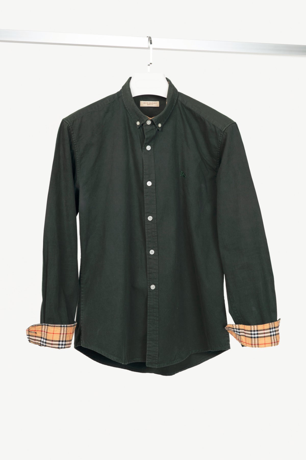 Burberry Brit Green Linen & Cotton-Twill Buttoned Shirt