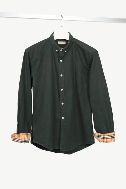 Burberry Brit Green Linen & Cotton-Twill Buttoned Shirt