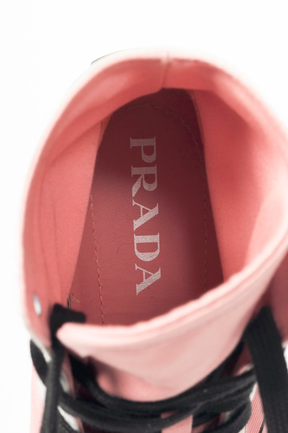 Prada Pink Gabardine Wheel Logo High-Top Sneakers