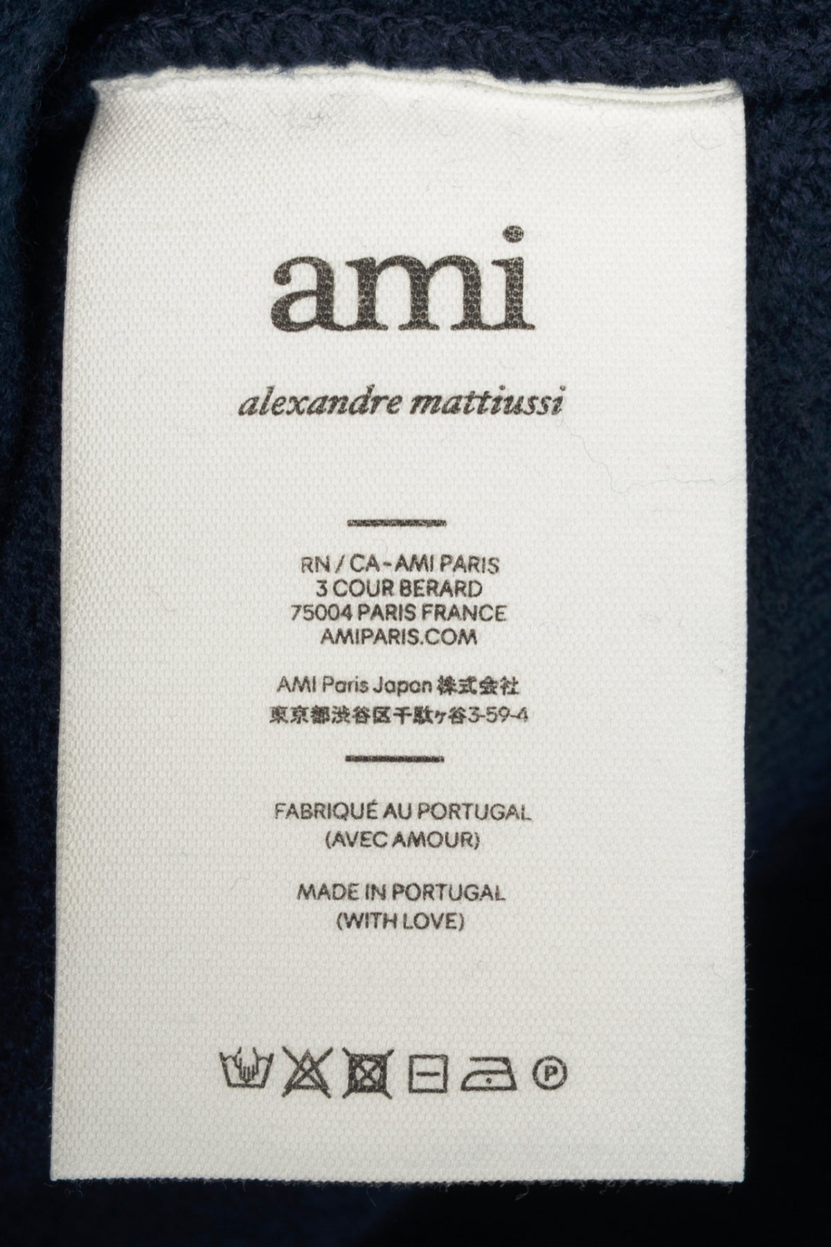 AMI Nautic Blue & White Wool Ami De Coeur Crewneck Sweater