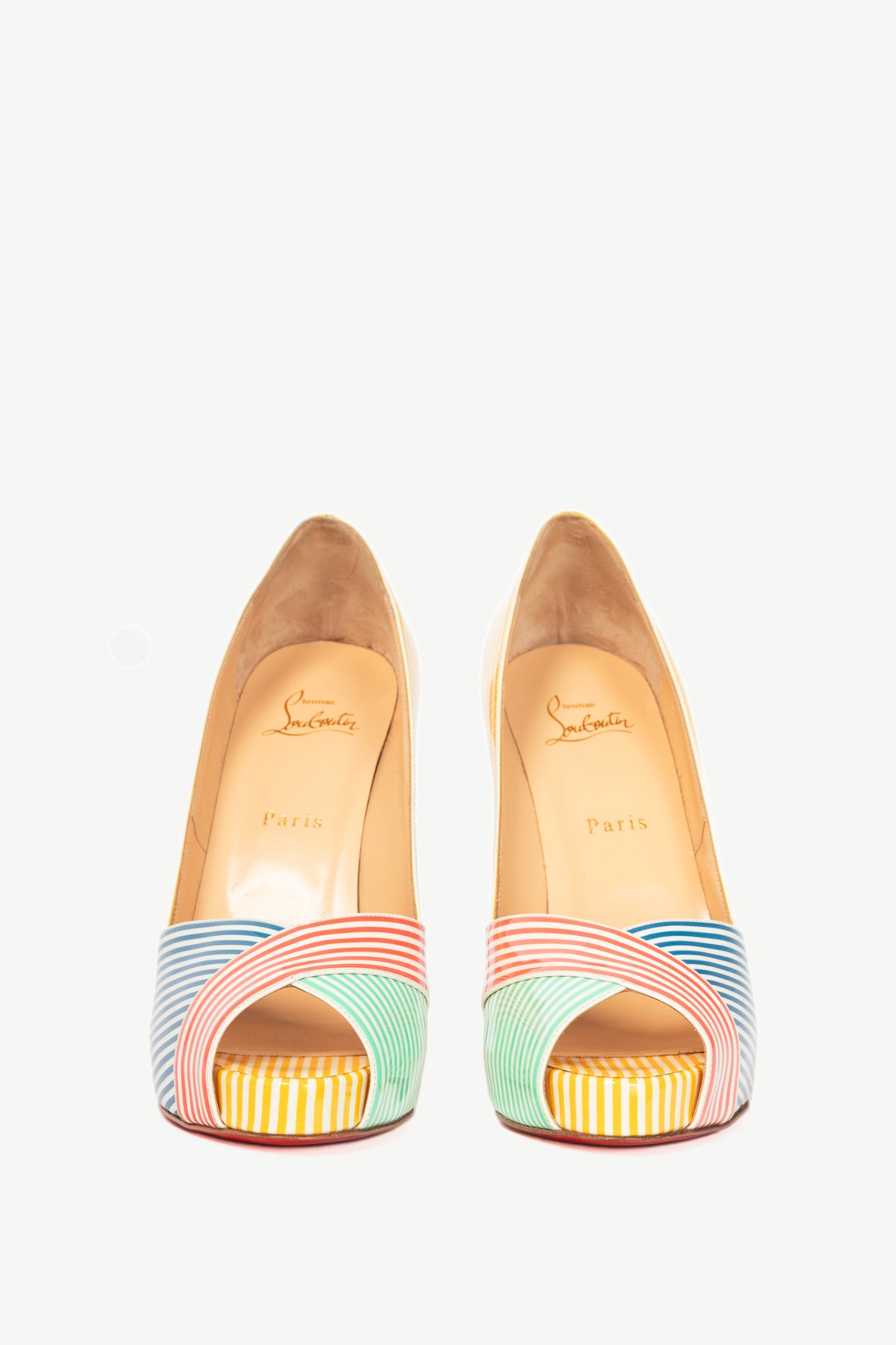 Christian Louboutin Marina Alta 120 Multicolour Patent Stripes Pumps