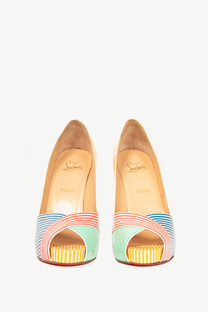 Christian Louboutin Marina Alta 120 Multicolour Patent Stripes Pumps