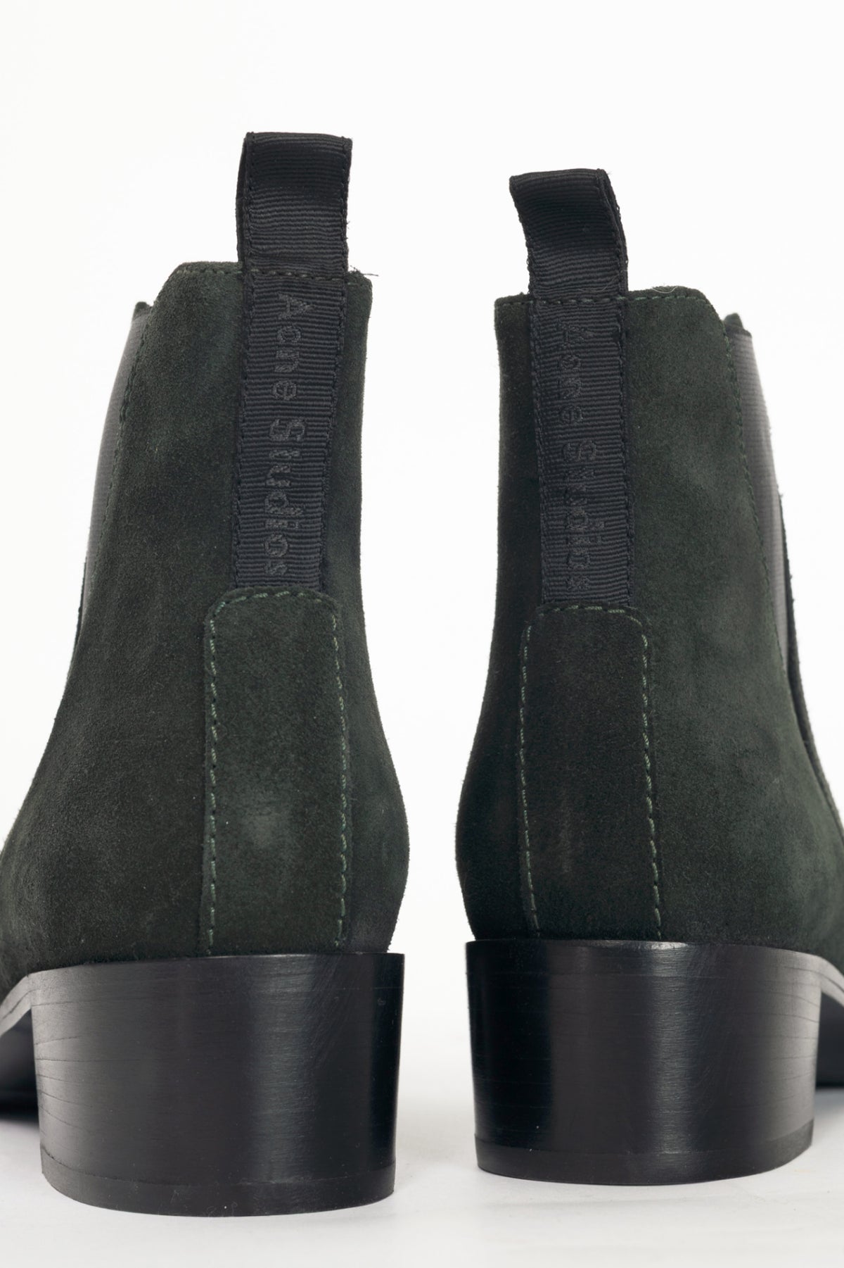 Acne Studios Jensen "Emerald Green" Suede Pointed-Toe Chelsea Boots