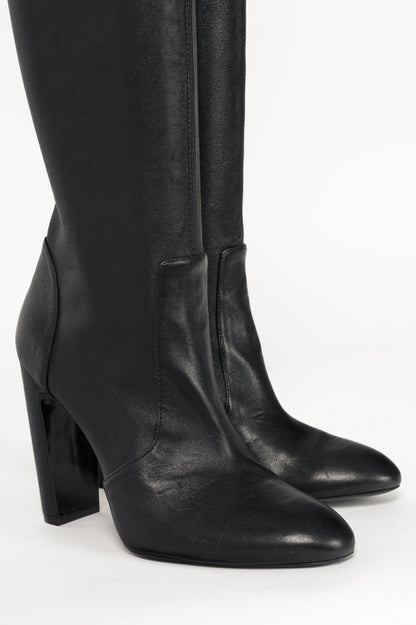 Stuart Weitzman Vidaland 100 Black Leather Thigh-High Boots