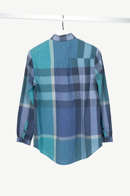 Burberry Brit Blue Check Cotton-Poplin Buttoned Tunic