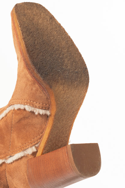 Roger Vivier Maxi Polly Mouton Biscotto Shearling Knee-High Boots