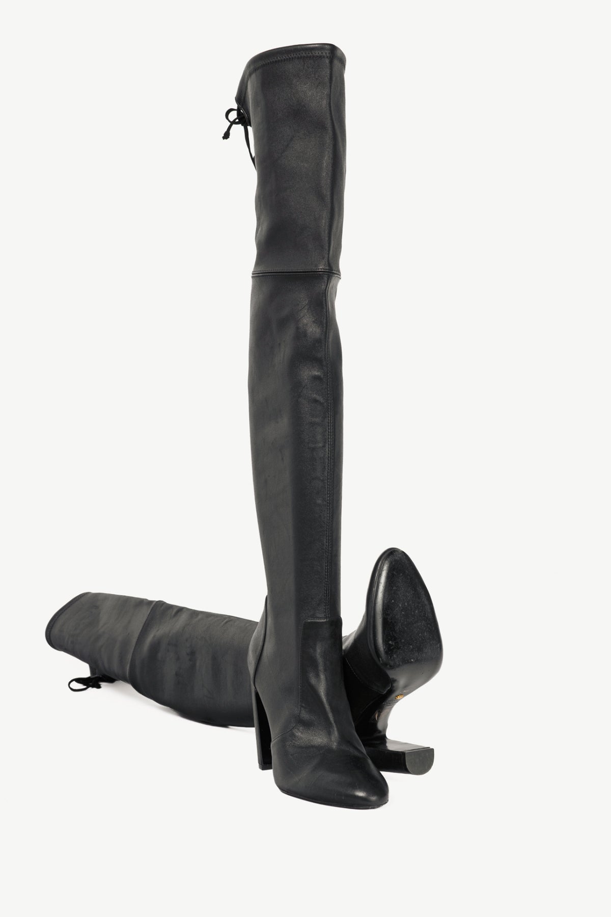 Stuart Weitzman Vidaland 100 Black Leather Thigh-High Boots