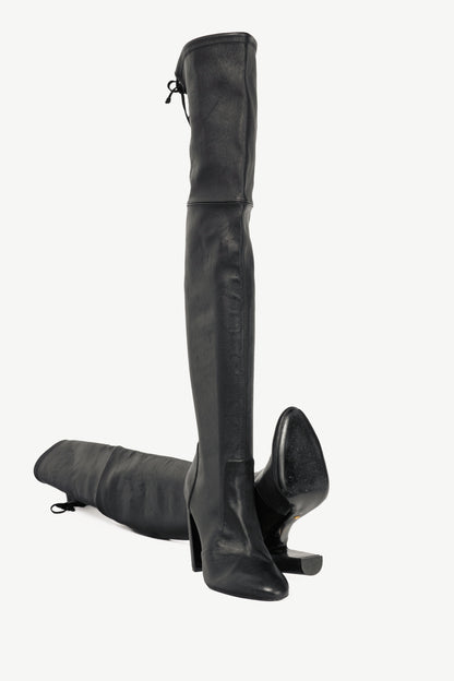 Stuart Weitzman Vidaland 100 Black Leather Thigh-High Boots