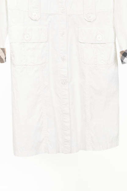 Burberry White Cotton-Poplin Utility Mini Shirt Dress