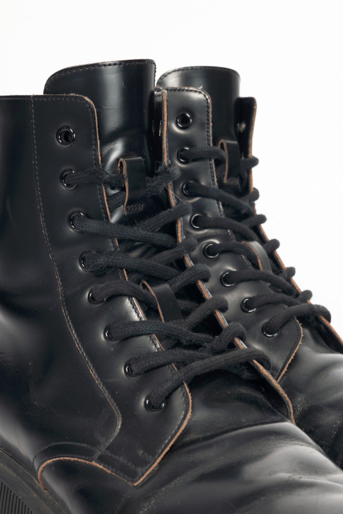 Gucci Mystras Black Logo-Appliquéd Polished-Leather Boots