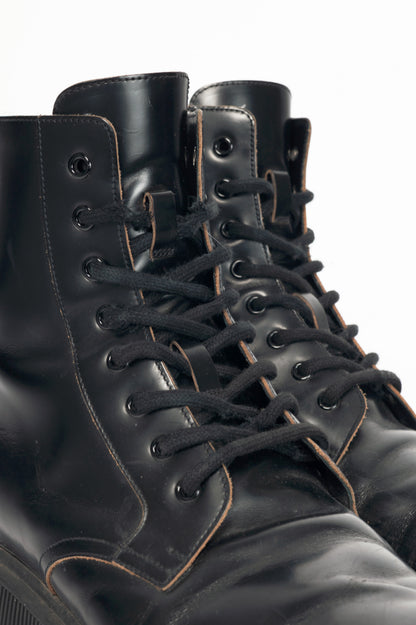 Gucci Mystras Black Logo-Appliquéd Polished-Leather Boots
