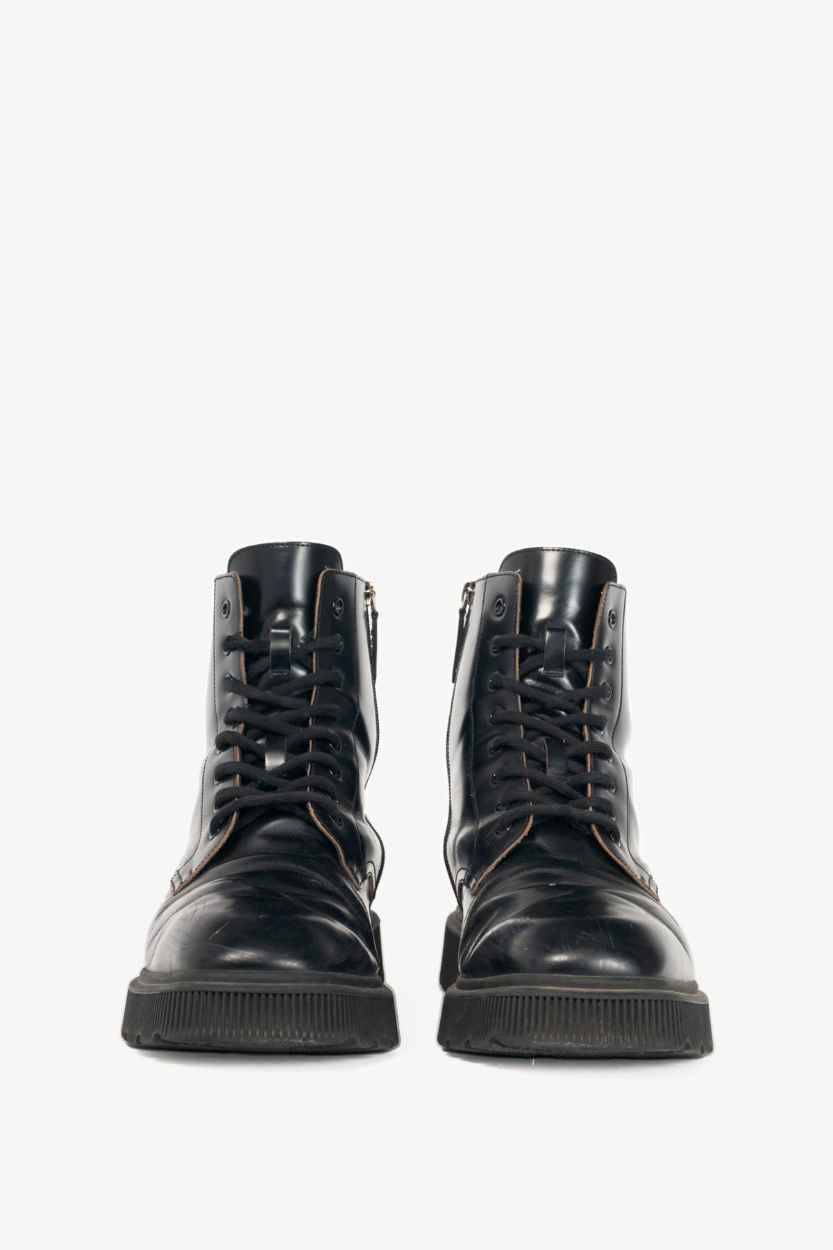 Gucci Mystras Black Logo-Appliquéd Polished-Leather Boots