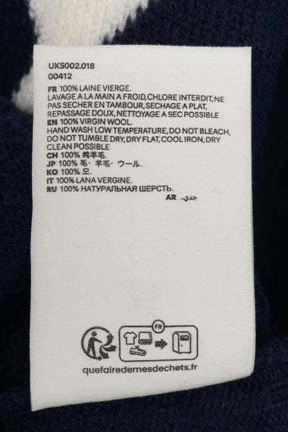 AMI Nautic Blue & White Wool Ami De Coeur Crewneck Sweater