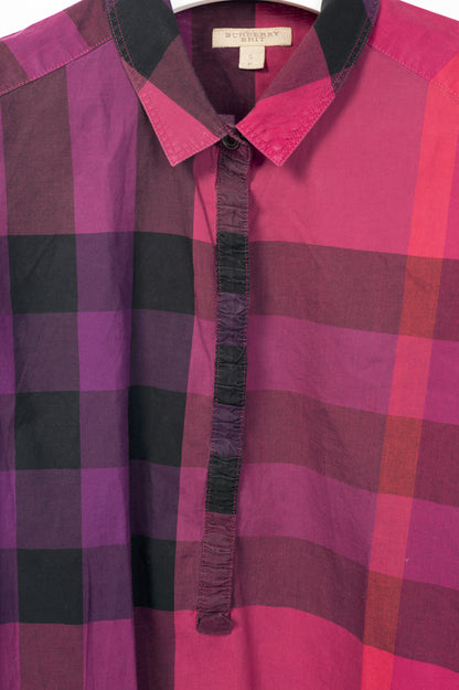 Burberry Brit Pink Check Cotton-Poplin Buttoned Tunic