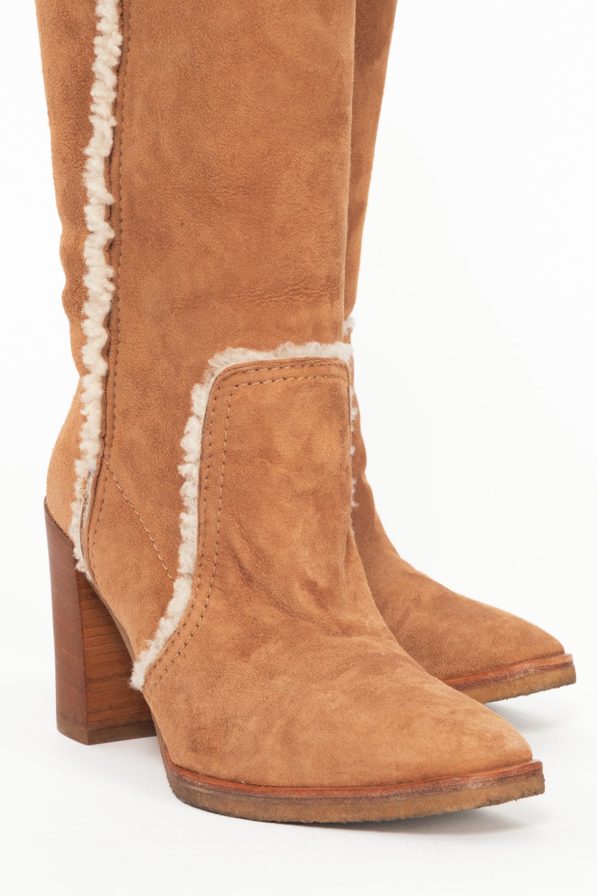 Roger Vivier Maxi Polly Mouton Biscotto Shearling Knee-High Boots