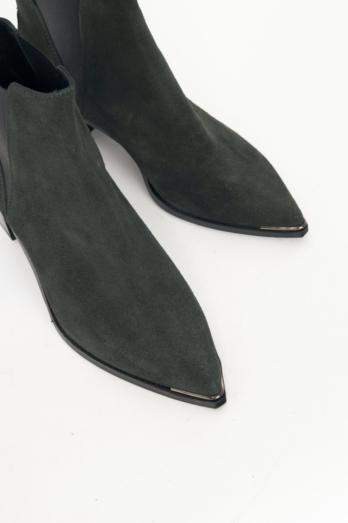 Acne Studios Jensen "Emerald Green" Suede Pointed-Toe Chelsea Boots