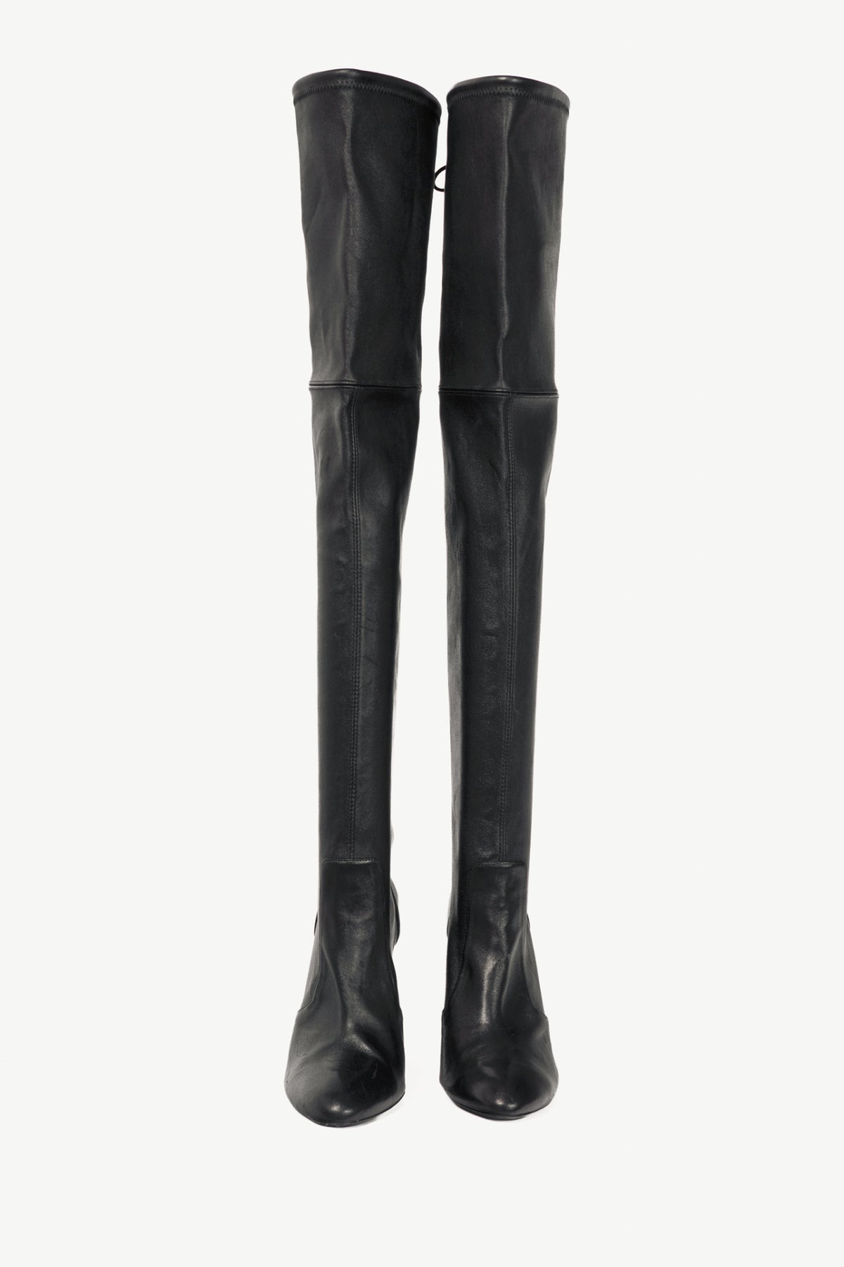Stuart Weitzman Vidaland 100 Black Leather Thigh-High Boots