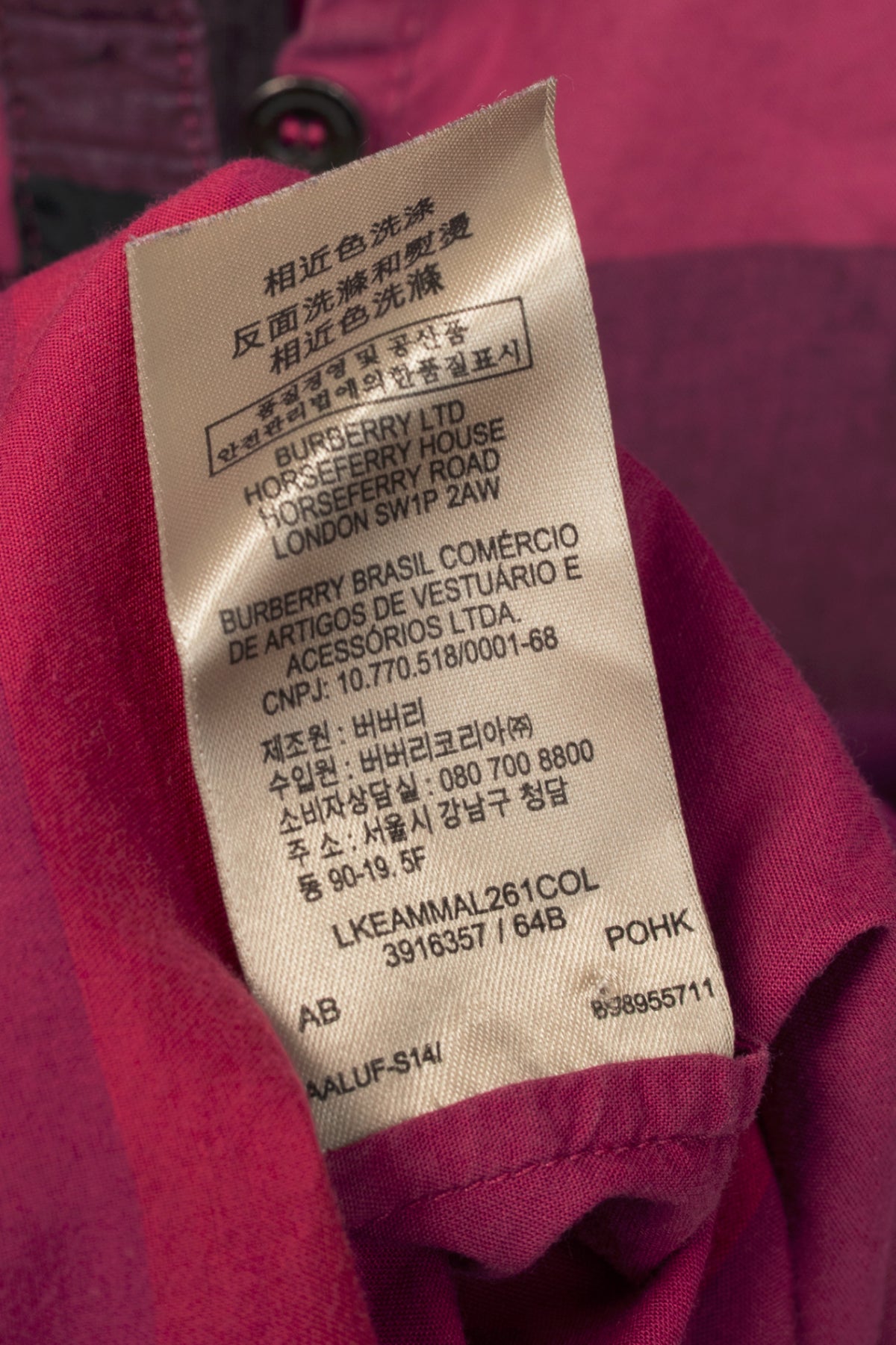 Burberry Brit Pink Check Cotton-Poplin Buttoned Tunic