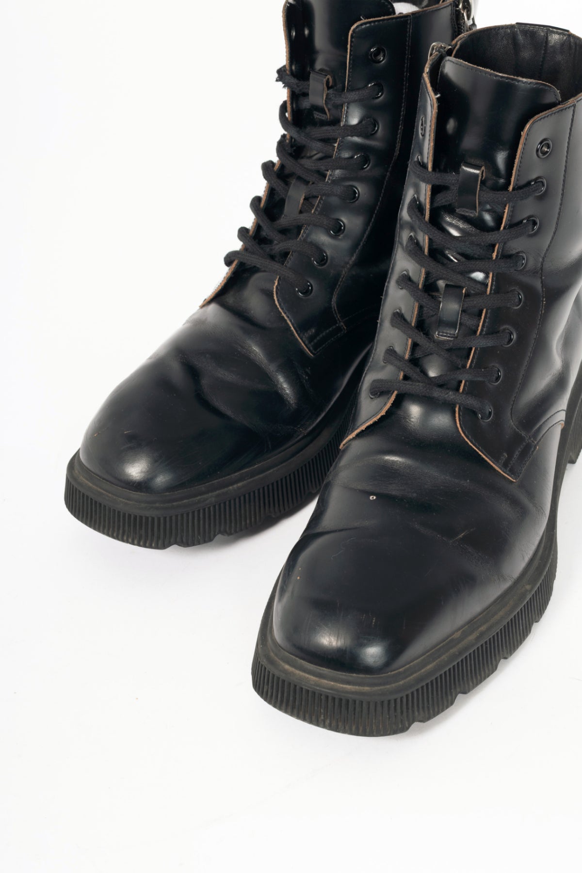 Gucci Mystras Black Logo-Appliquéd Polished-Leather Boots