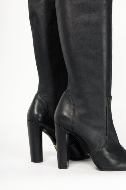 Stuart Weitzman Vidaland 100 Black Leather Thigh-High Boots