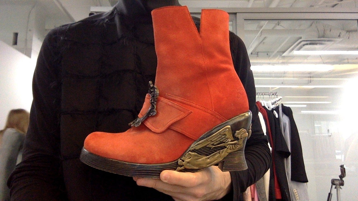 John Fluevog Anna Sui Red Suede Boot