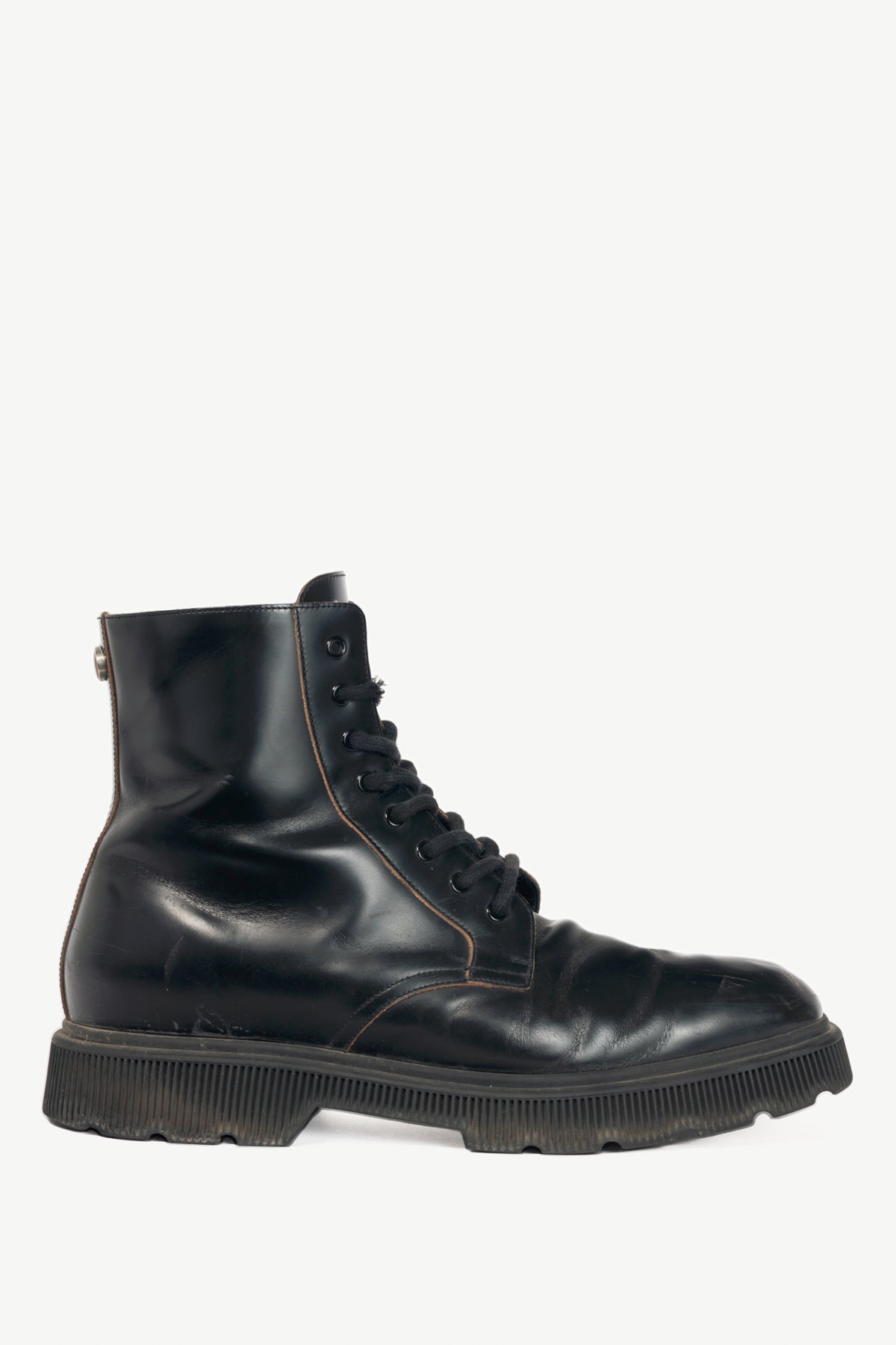 Gucci Mystras Black Logo-Appliquéd Polished-Leather Boots