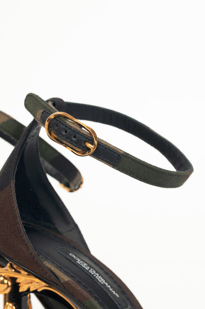 Dolce & Gabbana Camouflage Patchwork Baroque DG-Heel Sandals