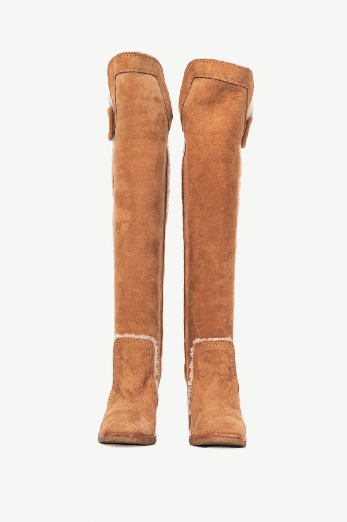 Roger Vivier Maxi Polly Mouton Biscotto Shearling Knee-High Boots