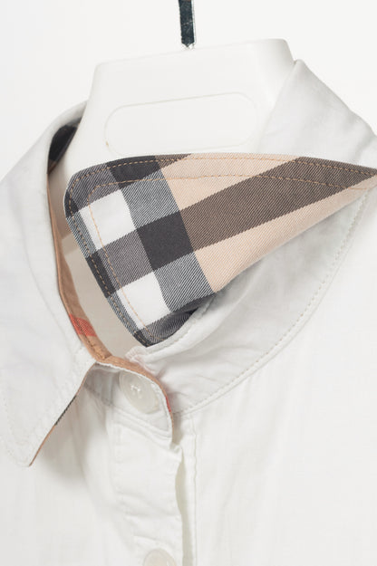 Burberry White Cotton-Poplin Utility Mini Shirt Dress