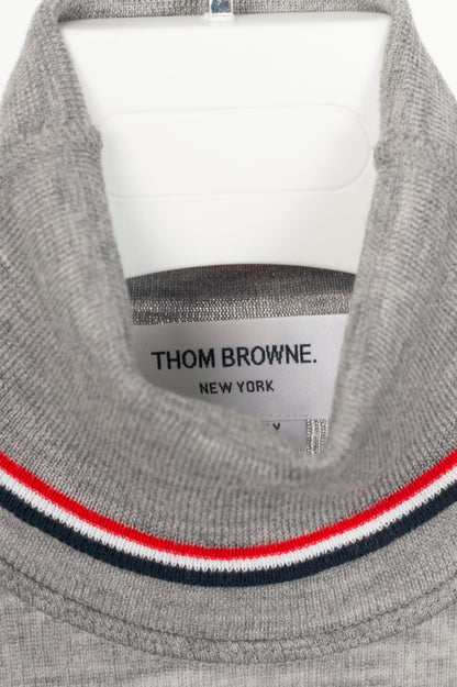 Thom Browne PF23 Grey Fine-Knit Rollneck Wool Sweater