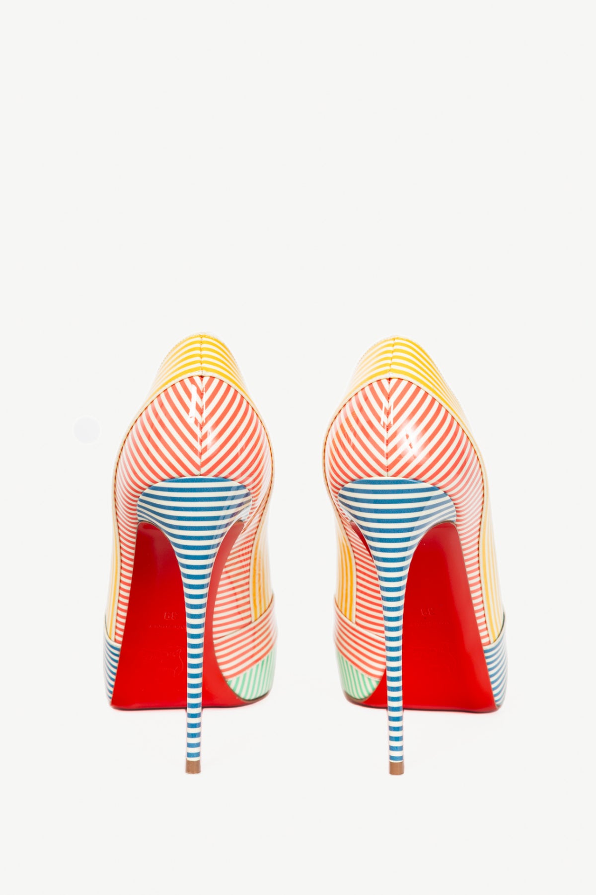 Christian Louboutin Marina Alta 120 Multicolour Patent Stripes Pumps