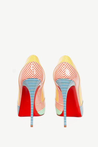 Christian Louboutin Marina Alta 120 Multicolour Patent Stripes Pumps