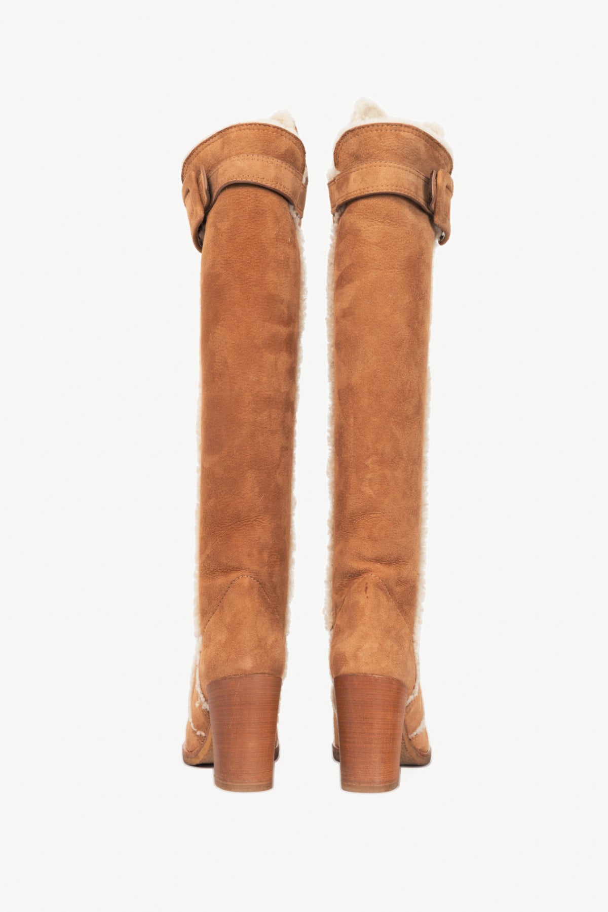 Roger Vivier Maxi Polly Mouton Biscotto Shearling Knee-High Boots