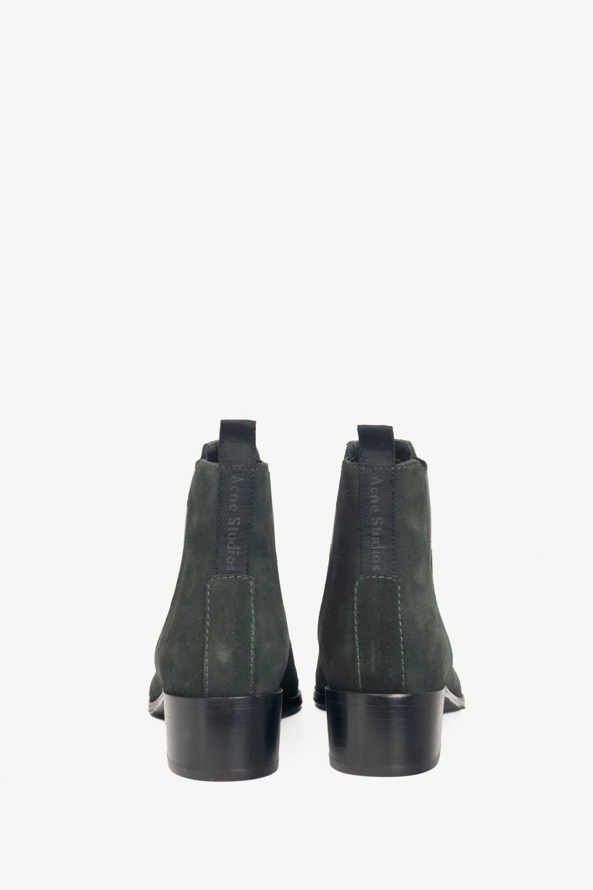 Acne Studios Jensen "Emerald Green" Suede Pointed-Toe Chelsea Boots