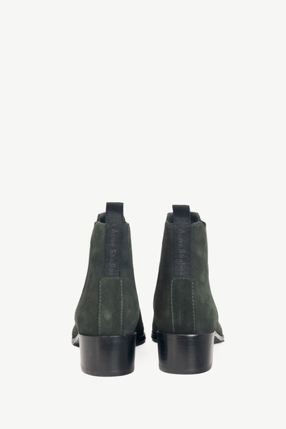 Acne Studios Jensen "Emerald Green" Suede Pointed-Toe Chelsea Boots