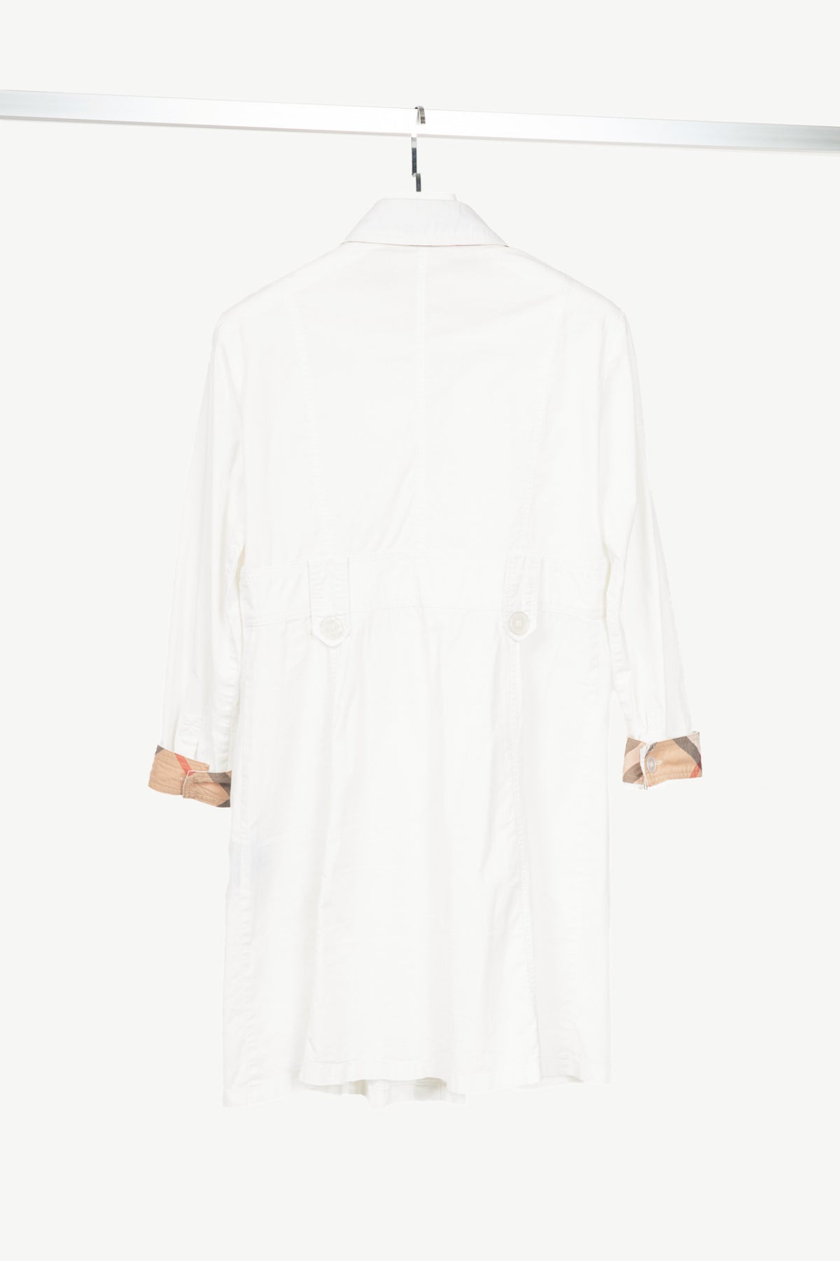 Burberry White Cotton-Poplin Utility Mini Shirt Dress