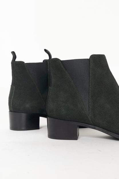 Acne Studios Jensen "Emerald Green" Suede Pointed-Toe Chelsea Boots